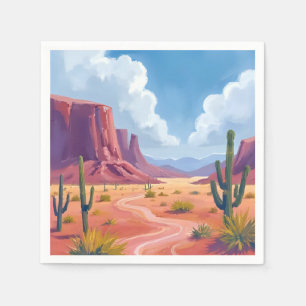 Desert Canyon Cactus Nature Landscape Napkin