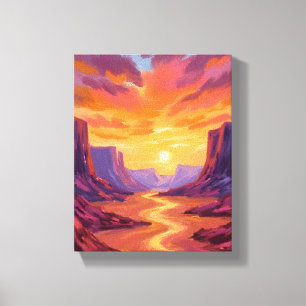 Desert Canyon Sunset   Yellow Painting Canvas Print