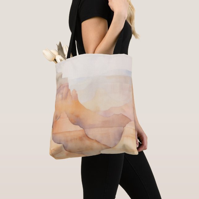 Desert Canyon Watercolor Tote Bag (Close Up)