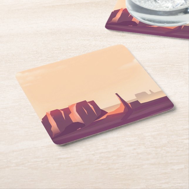 Desert Canyons Square Paper Coaster (Angled)