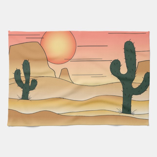 Desert Cartoon Tea Towel (Horizontal)