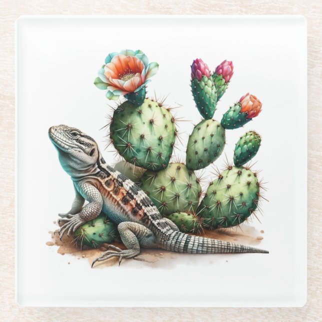 Desert Charm Glass Coaster (Front)