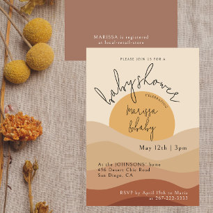 Desert Chic Boho Custom Neutral Earthy Baby Shower Invitation