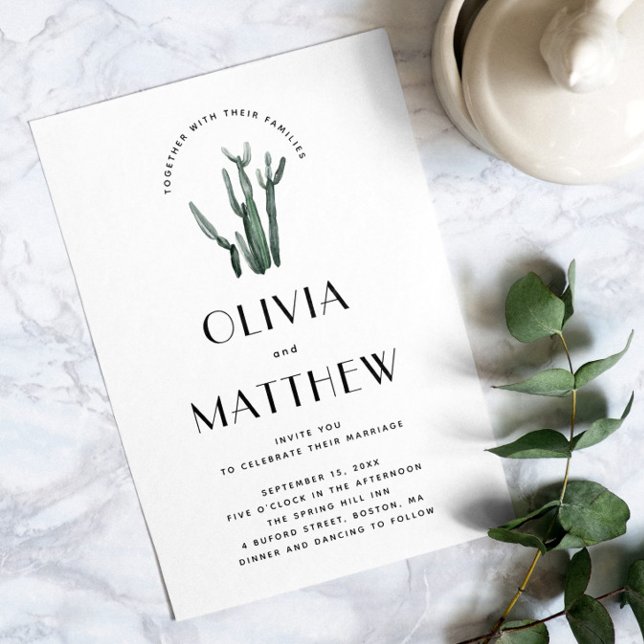 Desert Chic Cactus Wedding with Photo & QR Code Invitation (Creator Uploaded)
