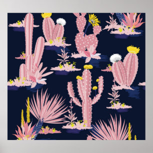 Desert Chic: Pastel Cactus Bloom Poster