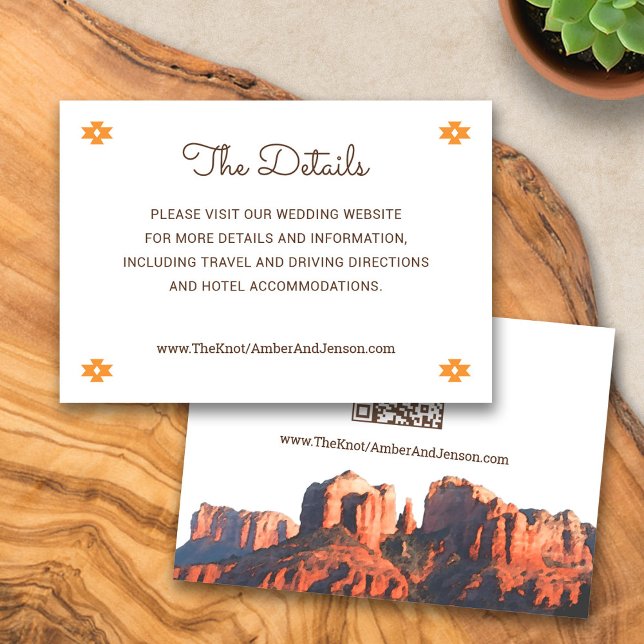 Desert Chic Sedona Details Card with QR Code (Desert Chic Sedona Wedding Details Card with QR Code)