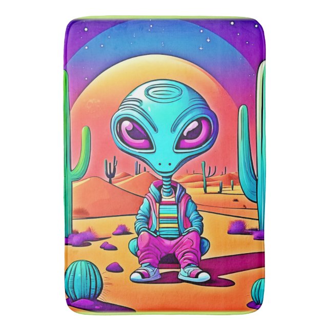 Desert Chillin' Alien Art Bath Mat (Front Vertical)