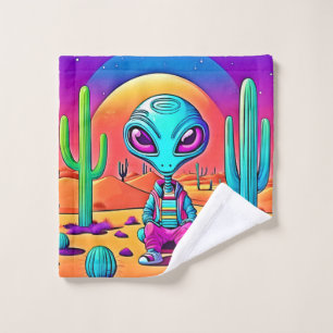 Desert Chillin' Alien Art Bath Towel Set