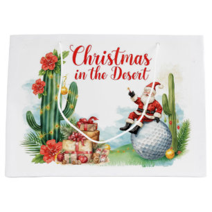 Desert Christmas with Cactus Santa Claus Large Gift Bag