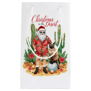 Desert Christmas with Cactus Santa Claus Small Gift Bag