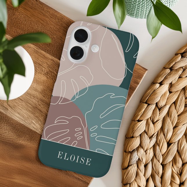 Desert Clay & Spruce Boho Tropical Monstera Leaf Case-Mate iPhone Case (Creator Uploaded)