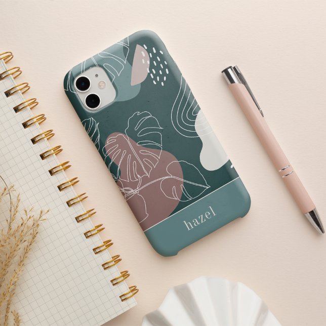 Desert Clay & Spruce Boho Tropical Monstera Leaf iPhone 16 Case (Creator Uploaded)