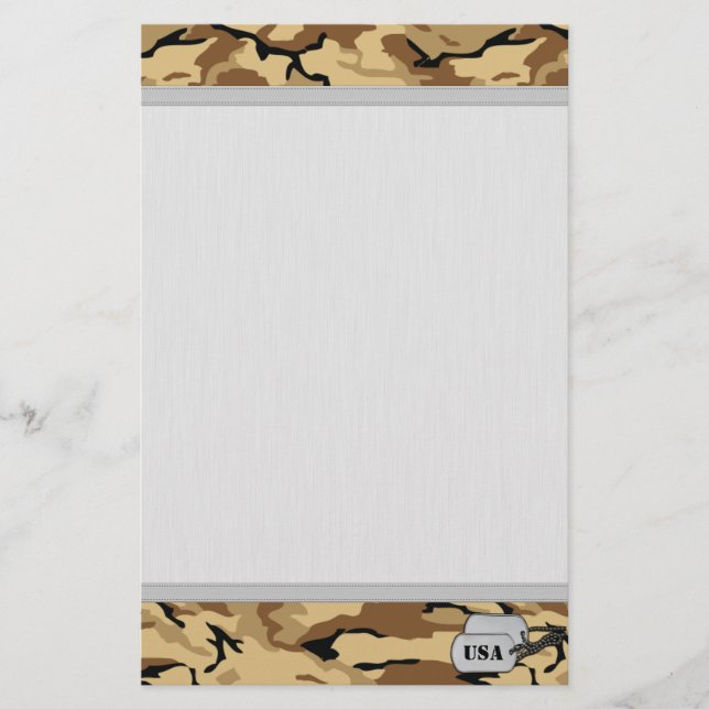 Desert Colour Camo w/ Grainy Background texture Stationery (Front)