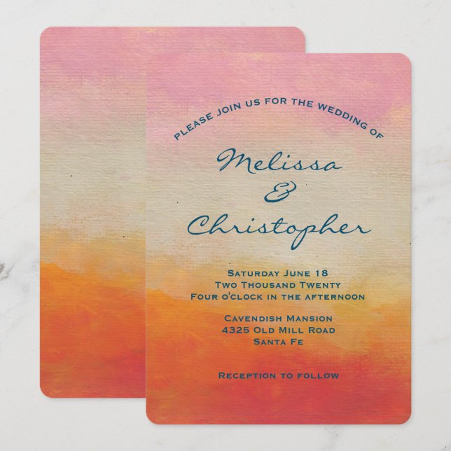 Desert Colours Abstract Landscape Wedding Invitation (Front/Back)