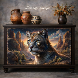 Desert Cougar Majestic Wilderness Decoupage Tissue Paper