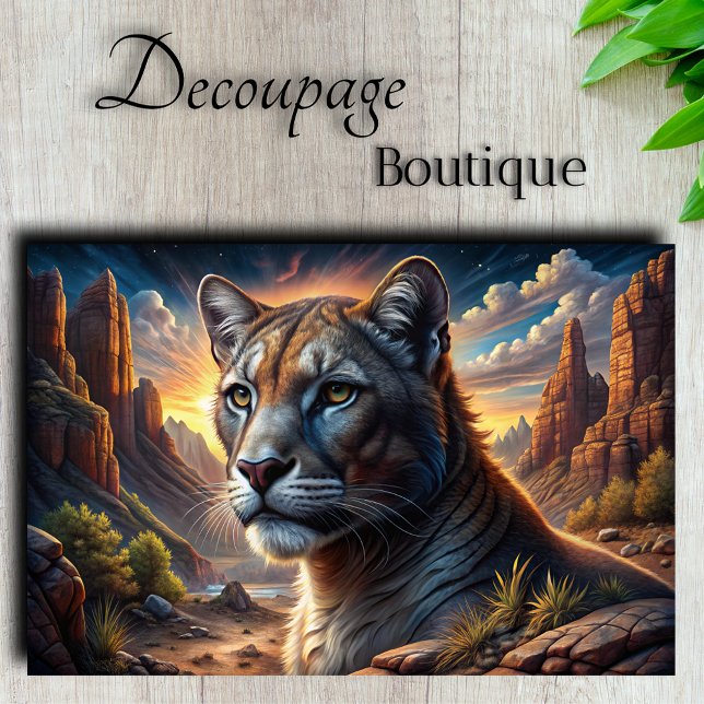 Desert Cougar Majestic Wilderness Decoupage Tissue Paper (Desert Cougar Majestic Wilderness Decoupage Tissue Paper)
