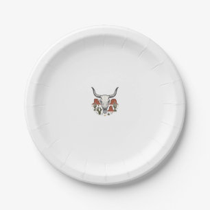 Desert Cow Skull Vintage Southwest Cactus Art Paper Plate