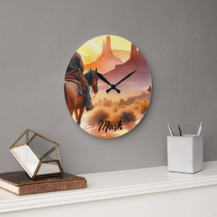 Desert Cowboy Large Clock