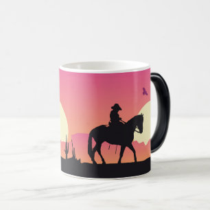 Desert Cowboy Ride – Sunset Silhouette Magic Mug