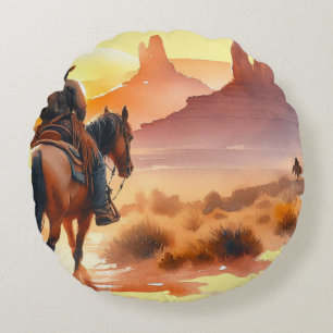 Desert Cowboy  Round Cushion