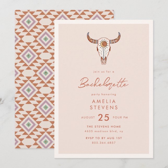 Desert Cowgirl Bachelorette Party Invitation (Front/Back)