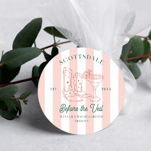 Desert Cowgirl Country Club   Bachelorette  Classic Round Sticker