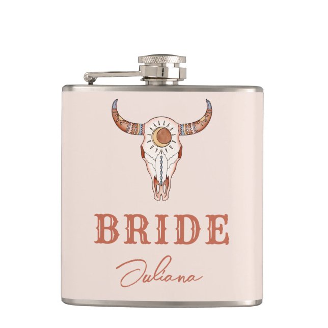 Desert Cowgirl Last Rodeo Bride Hip Flask (Front)