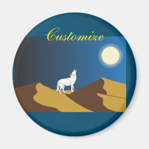Desert Coyote Howling Full Moon Thunder_Cove Magnet