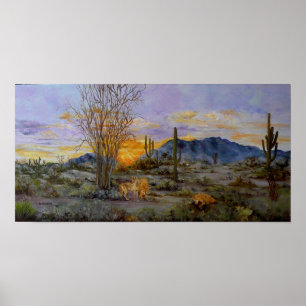 Desert Coyotes painting prints on canvas