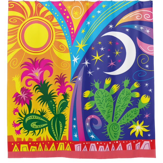 Desert Day and Night Shower Curtain (Front)