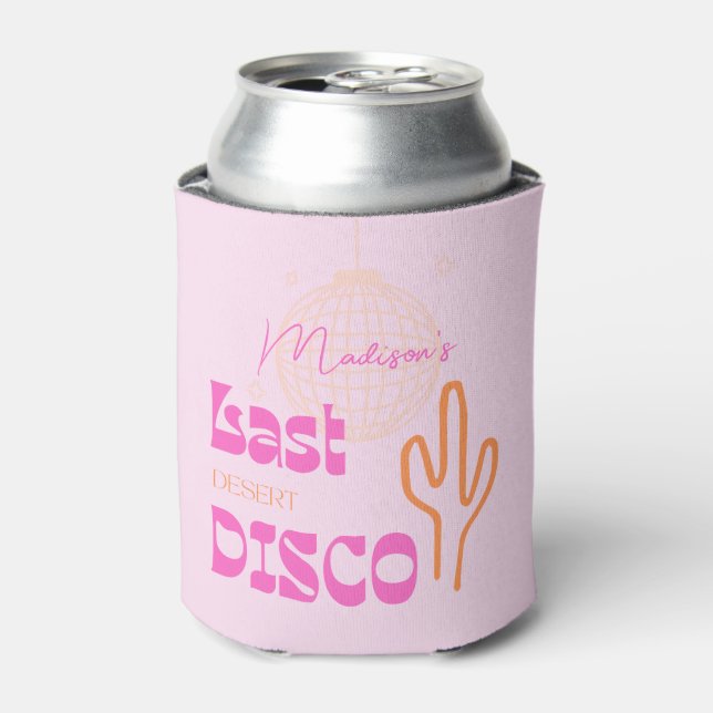 Desert Disco Bachelorette Party Pink & Orange Can Cooler (Can Front)