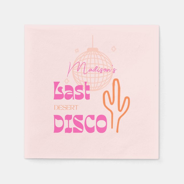 Desert Disco Bachelorette Party Pink & Orange Napkin (Front)