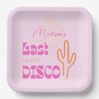 Desert Disco Bachelorette Party Pink & Orange Paper Plate
