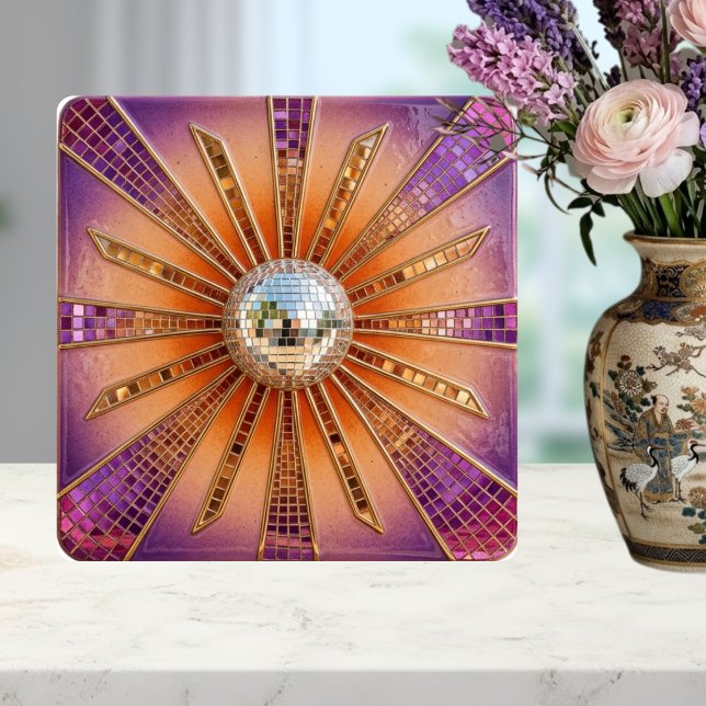 Desert Disco Sunburst Purple Retro Sunset & Mirror Tile (Creator Uploaded)