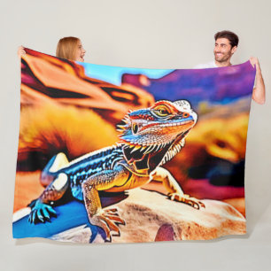 Desert Dragon Lizard Design Fleece Blanket