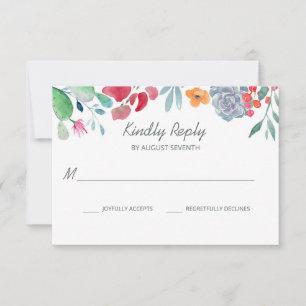 Desert Dream   Boho Watercolor Floral Wedding RSVP Card