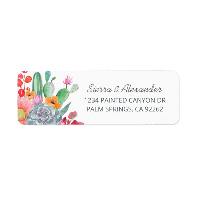 Desert Dream Cactus Bouquet Wedding Return Address (Front)