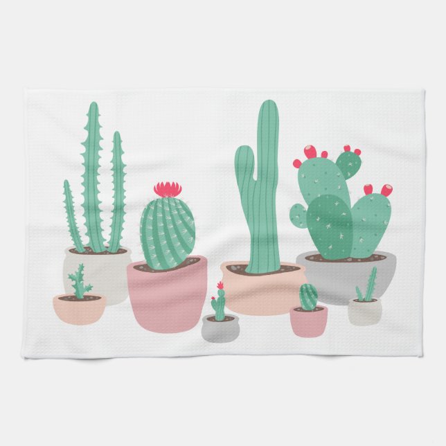 Desert Dreams Potted Cacti Tea Towel (Horizontal)
