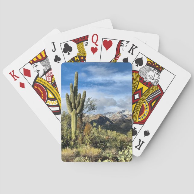 Desert Dreams Saguaro Cactus Catalina Mountains Playing Cards (Back)