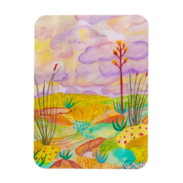 Desert Dreams Watercolor New Mexico Magnet (Vertical)