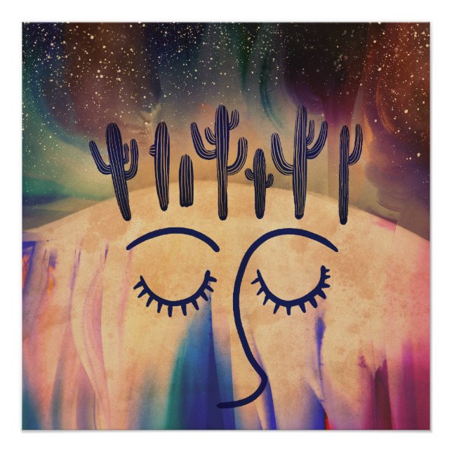 Desert Dreamscape (Surreal Saguaro Cacti Art) Poster (Front)