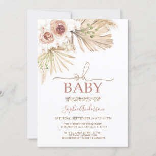 Desert Dried Palms Pampas Grass Boho Baby Shower Invitation