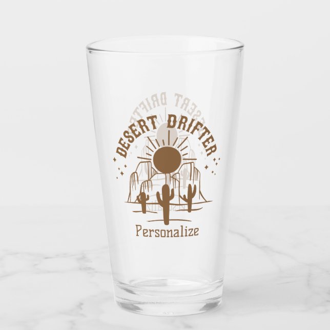 Desert Drifter Southwest Cactus Personalised Glass (Front)