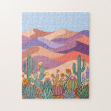 Desert Dune Landscape Puzzle – Boho Cactus