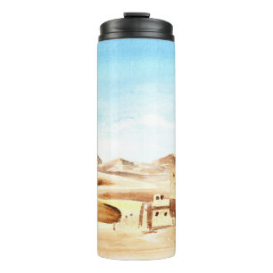 Desert Dunes African City Watercolor Thermal Tumbler