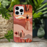Desert Dunes Modern Boho Collage Personalised iPhone 15 Pro Max Case<br><div class="desc">Desert Dunes Modern Boho Collage Personalised iPhone Case features a modern desert collage of a lady walking into the desert at sunset with sand dunes, desert flowers and your personalised name in modern white script typography. Personalise by editing the text in the text box provided. Perfect as gifts for her....</div>