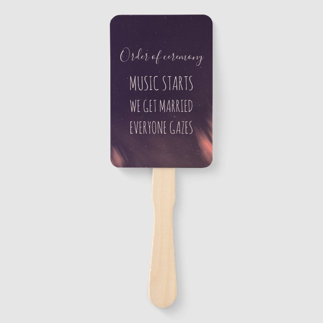 Desert elopement boho funny celestial wedding hand fan (Front)