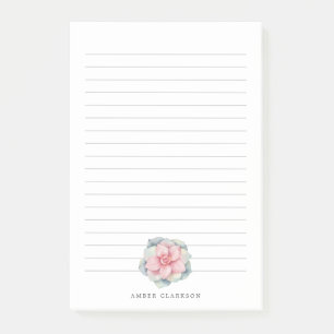 Desert Flower Bloom   Succulent Themed Lined Post-it Notes