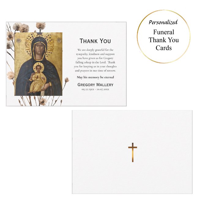 Desert Flowers Theotokos Icon Orthodox Funeral     Thank You Card (Creator Uploaded)