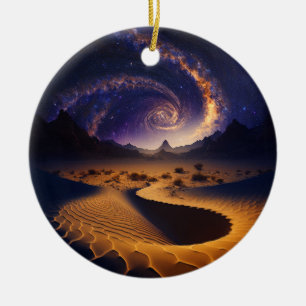 Desert Galaxy Surreal Landscape Art Ceramic Tree Decoration